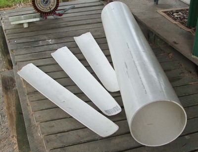 PVC pipe and cut windmill blades